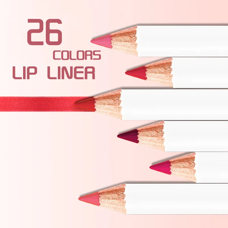 Großhandel weißer Körper 26 Color Lip Liner Pen wasserdicht langlebigen Private Label Lippenstift Make-up farbigen Stift