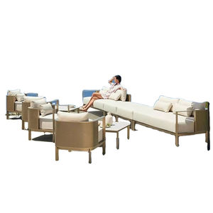 Muebles de exterior con marco de aluminio fundido, sillón de sauce tejido de ratán, sillón de jardín para tomar el sol en la playa - Product Image 5