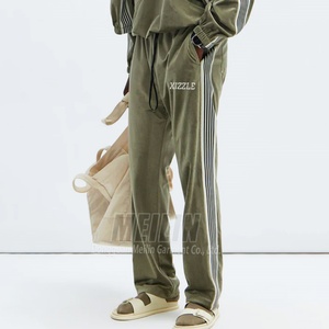 Custom Zipper <b>Velvet</b> Tracksuits Two Pieces High Quality Striped <b>Velvet</b> <b>Jacket</b> and Pants Baggy Sweatpants Clothing Manufacturer - Product Image 6