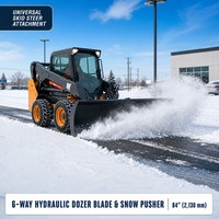 Lame de bulldozer hydraulique à 6 directions pour mini-chargeuse, 84 pouces, avec contrôle d'angle de 30 degrés et de biseau de 10 degrés, pousse-neige