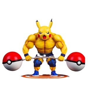 Pokemoned Anime Cartoon Fitness Beefcake <span class=keywords><strong>Pikachu</strong></span> bambola a doppia testa Pet raccogli Action Figure modello regalo giocattolo - Product Image 6
