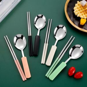 Juego de Cubiertos Portátiles de Acero Inoxidable 304 al por Mayor para Estudiantes, Viajeros y Trabajadores de Oficina, 2 Piezas, Cuchara y Palillos - Product Image 4