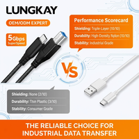 Cable Industrial LUNGKAY de USB C a USB 3.0 Tipo B, Cable de Sincronización de Datos Trenzado de 5 Gbps para Impresora de Alta Gama, DAC de Audio, Escáner Industrial