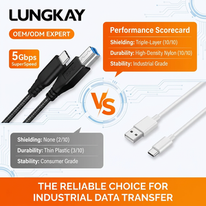 Cable Industrial LUNGKAY de USB C a USB 3.0 Tipo B, Cable de Sincronización de Datos Trenzado de 5 Gbps para Impresora de Alta Gama, DAC de Audio, Escáner Industrial - Product Image 2