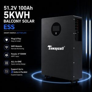 Plug & Play 51.2V 100Ah 5KWH Off Grid All in One 2.4KW Home Balcony <b>Energy</b> <b>Storage</b> <b>System</b> 2.5kwh Lithium Battery Tewaycell - Product Image 3