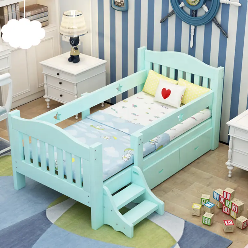 NOVA-cama de diseño moderno 21AL004 para niños pequeños, cama individual de madera segura y cómoda, Color personalizado