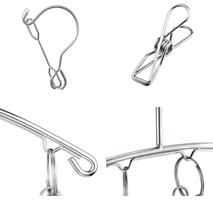 Étendoir à linge en acier inoxydable avec 8, 10, 12, 16 ou 20 pinces, séchoir à linge coupe-vent - Product Image 4