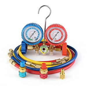 Kit de manomètres à collecteur en laiton TWH avec jauge de niveau et tuyau pour la climatisation et la réfrigération (plage de 0 à 800 psi/30 à 500 psi) - Product Image 1