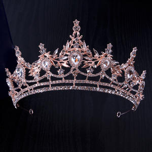 Köpüklü Rhinestone alaşım gelin tacı düğün taç akşam parti doğum günü balo Pageant podyum gösterisi için ayarlanabilir başlığı - Product Image 3