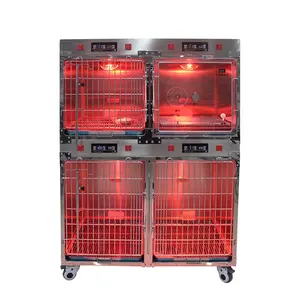 YSVET1220C Infrared Warm Light Power Supply 304 Stainless Steel Oxygen Cabin Cages Veterinary Cages For Sale