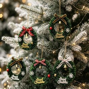 Décorations de couronne de Noël transfrontalières, ornements de porte et de cour, mini-pendentifs, couronnes de Noël, clochettes, vente en gros européenne pour les fêtes - Product Image 4