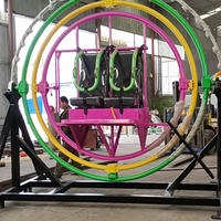 Gyroscope Humain Portable pour Enfants de 8 à 12 Ans Huajin HJJ106 – Équipement de Parc d'Attractions Intérieur/Extérieur, Anneau Spatial en Tube Carré Soudé