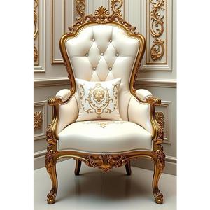 เก้าอี้โซฟาเดี่ยวทรงสูงหรูหราสำหรับห้องนั่งเล่น พร้อมฐานไม้เนื้อแข็งและเบาะนุ่ม - Product Image 1