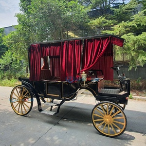 Electric Horse Carriage 2 Rows Hollow <b>Heart</b> Black Victoria Sightseeing Carriages for Sale - Product Image 4