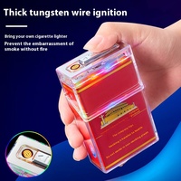 Boîte à cigarettes à lumière LED colorée pour hommes, boîte à cigarettes transparente à lumière LED colorée USB, étui à cigarettes