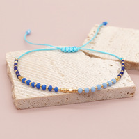 Bracelet d'amitié bohème fait main en perles de verre, ajustable, dégradé de couleurs, perles en or 14 carats, empilable, bijoux d'été pour femme