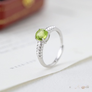 8 Fine 6mm Round Cut Natural Stone <b>Solitaire</b> <b>Rings</b> Adjustable 925 Sterling <b>Silver</b> High Quality Colorful Gemstone Jewelry Women - Product Image 2