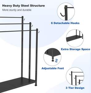 סלון 3 שכבות שמיכה כבד ייבוש מעמד מחזיק מעמד גדול נוסף ללא תשלום מגבת - Product Image 3