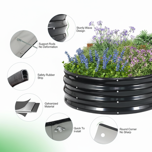 Jardinière surélevée <span class=keywords><strong>de</strong></span> plusieurs tailles pour extérieur, 2 ensembles, ovale, grande, avec revêtement, style américain, respirante, résistante à la rouille, pour fleurs - Product Image 5