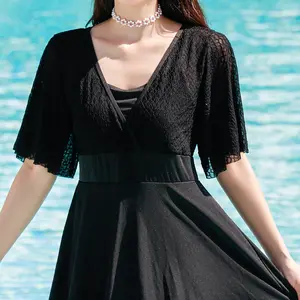 Women's Large Size One-piece With Underpants Summer Belly Cover Slimming Conservative Skirt Hot Spring Vacation Bathing Suit