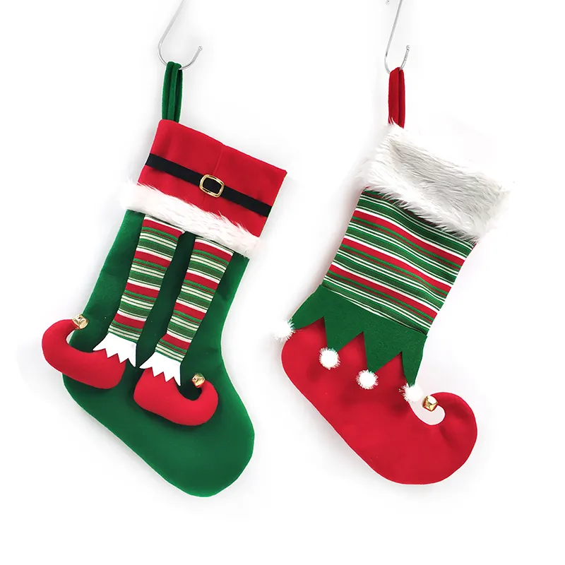 KG Christmas Decoration Customized Noel Navidad 3D Elf Cartoon Christmas Sock Cute Creative Christmas Gift Stocking