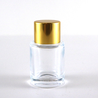 Petit pot de bouteille en verre transparent de 15ml, encreur et encre noire avec bouchon en or