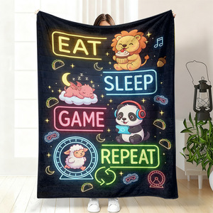 Couverture en flanelle à motif de chats de dessin animé mignons, couverture de sieste respirante et douce pour la peau, pour la maison, le bureau, la sieste, impression personnalisée - Product Image 1