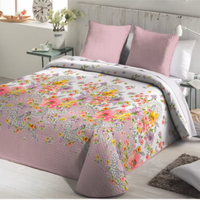 Ensemble de literie moderne avec couvre-lit imprimé de fleurs, couvre-lit personnalisé en microfibre de polyester, utilisation toute saison, fabricant chinois