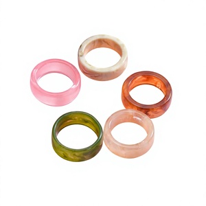 Handmade Wide Square Acrylic <b>Resin</b> Cocktail <b>Rings</b> Sets Colorful Geometric Chunky Trendy Band Jewelry Wedding for Women - Product Image 2