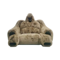 Canapé géant en tissu style Gorilla King personnalisé, fauteuil en peluche en forme de gorille, mobilier de salon, design animalier