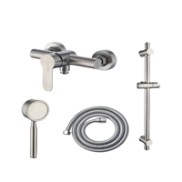 Robinet de douche mural moderne pour salle de bain, intérieur et extérieur, finition brossée, eau chaude et froide