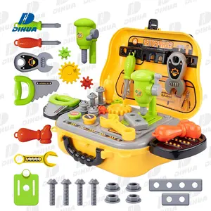 2 in 1 Pretend Repair Tool Preschool Fixing Tool Kit Little Engineer Tool Set Toy for Boy Carpenter Toy with Portable Suitcase