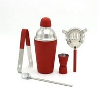 5 pièces 600ml/20oz couleur Orange peint Cocktail Shaker Jigger passoire pince à glace agitateur paille barman cadeau Kit de bar