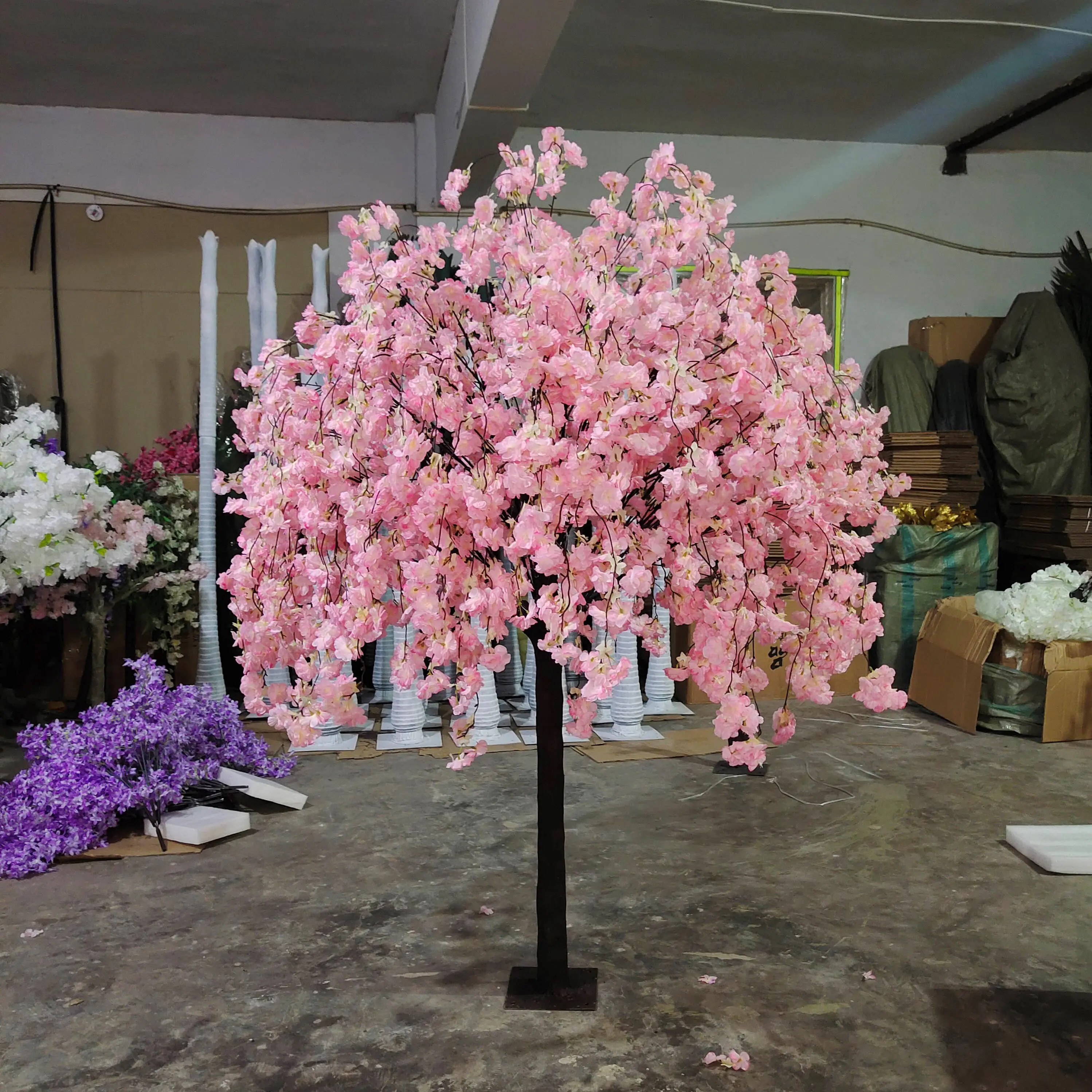 SN-D030ホットセール赤い垂れ下がり桜の木日本の人工桜の木結婚式の装飾