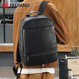 Dujiang Genuine Leather <b>Backpack</b> <b>20L</b> Black Business Travel Men's <b>Backpack</b> - Product Image 3