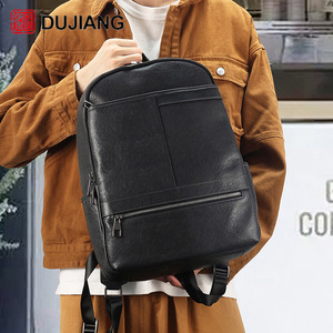 Dujiang Genuine Leather <b>Backpack</b> <b>20L</b> Black Business Travel Men's <b>Backpack</b> - Product Image 2