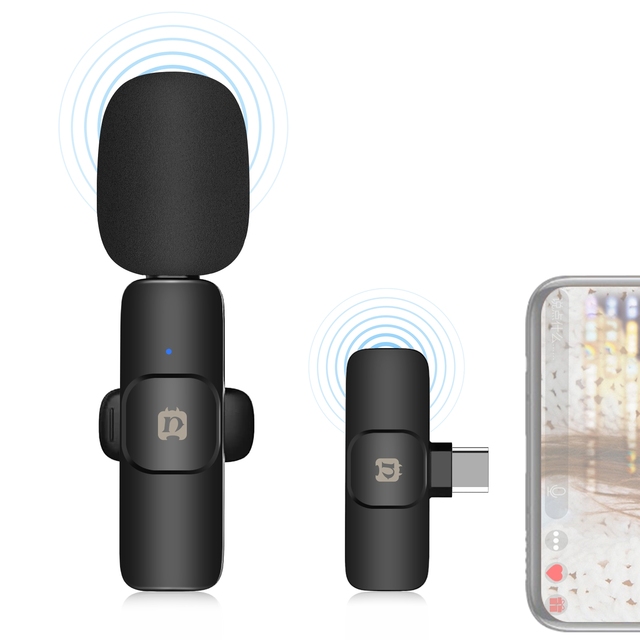 Factory Price PULUZ Wireless Lavalier Noise Reduction Reverb Microphone for Type-C / USB-C Device, Support Phone Charging