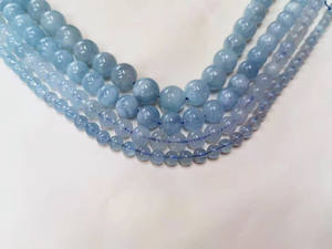 天然 スムース 魅力的な 宝石 高品質 アクアマリン 4mm 6mm 8mm 10mm 12mm ラウンド ルース ストーン ビーズ - Product Image 3