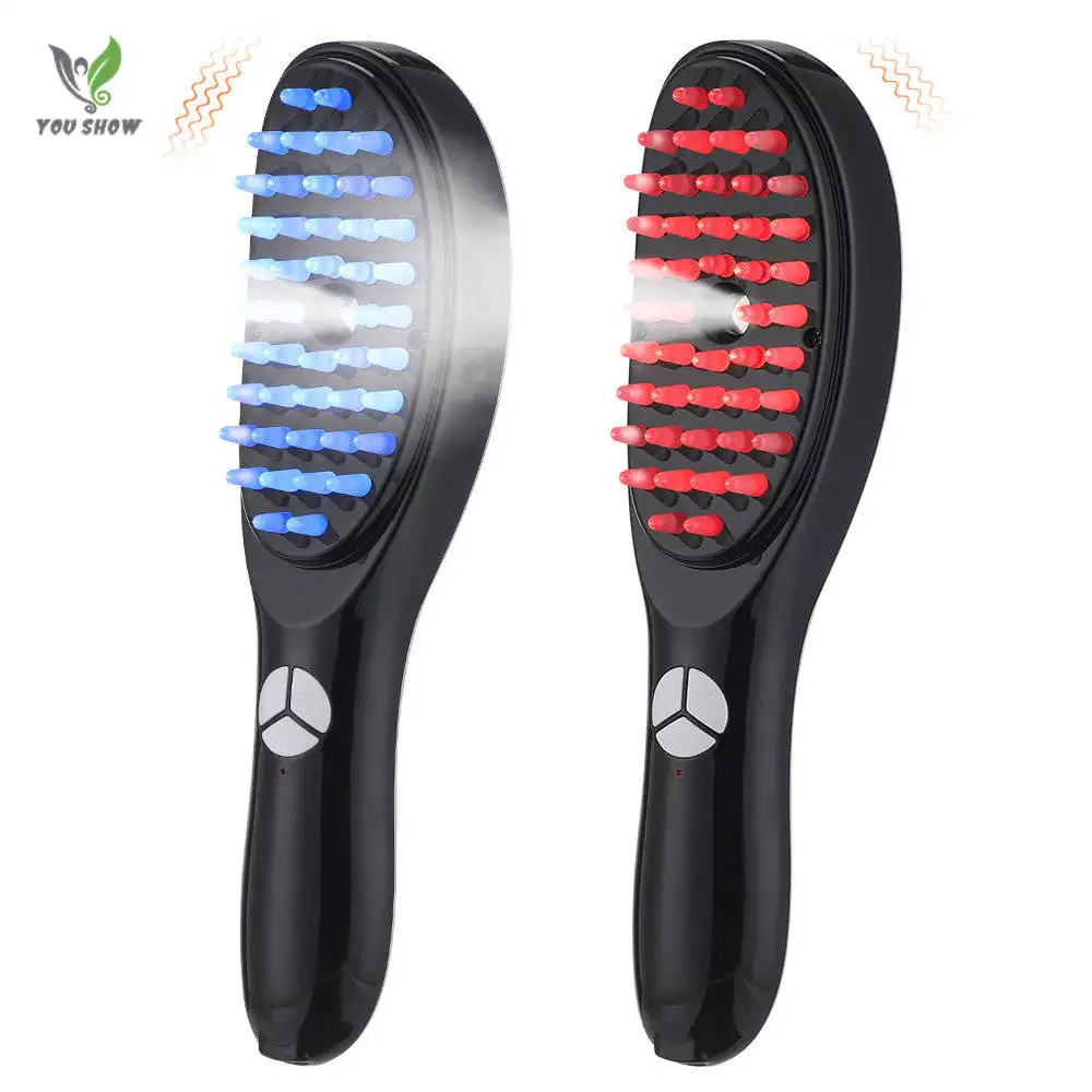 Red Blue Light nano spray head massage electric led light therapy hair care hair growth comb massage comb