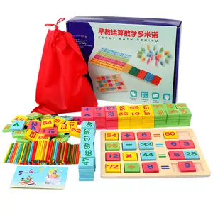 Montessori Alat Bantu Pendidikan Warna Kayu Domino Matematika 108 Buah dan 216Pc Bangunan Blok Permainan Set untuk Anak Mainan Kayu