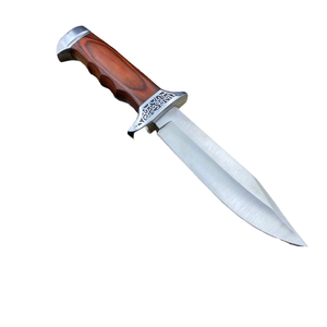 Couteau de chasse à lame fixe pour l'extérieur, pointe tombante, acier inoxydable de qualité industrielle, fourreau en bois noir, surpiqûres rouges, outil de camping OEM - Product Image 4