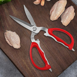 <b>Kitchen</b> <b>Scissors</b> Stainless Steel Red Handle With Bottle Opener And Walnut Cracker For Home Use - Product Image 3
