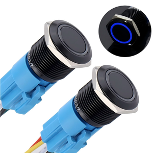 12V-24V kendinden kilitleme siyah kabuk basmalı düğme anahtarı su geçirmez Anti-Vandal 5Pins IP65 IP65 16mm Metal mandallama IP65 seviyesi - Product Image 1