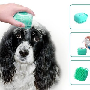 Lynpet Pet sapone Shampoo Dispenser Silicone morbido Gel di silice setola toelettatura spazzola per piccoli animali lungo/a pelo corto doccia uso - Product Image 2