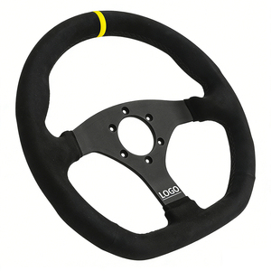 พวงมาลัยรถแข่งแบบฐานเรียบขนาด 320 มม. หุ้มหนังกลับ พร้อมดุม 6 รู เหมาะสำหรับวันที่มีการแข่งรถ ดริฟท์ และเกมแข่งรถจำลอง - Product Image 2