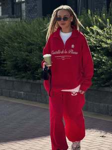 Survêtement à capuche personnalisé pour femmes, ensembles de survêtements, pantalons de survêtement et sweat à capuche évasés et droits en coton éponge français lourd - Product Image 2