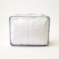 Sac de rangement transparent en PVC durable avec cadre métallique et poignée à cordon de serrage estampée à chaud pour couettes, couvertures et oreillers