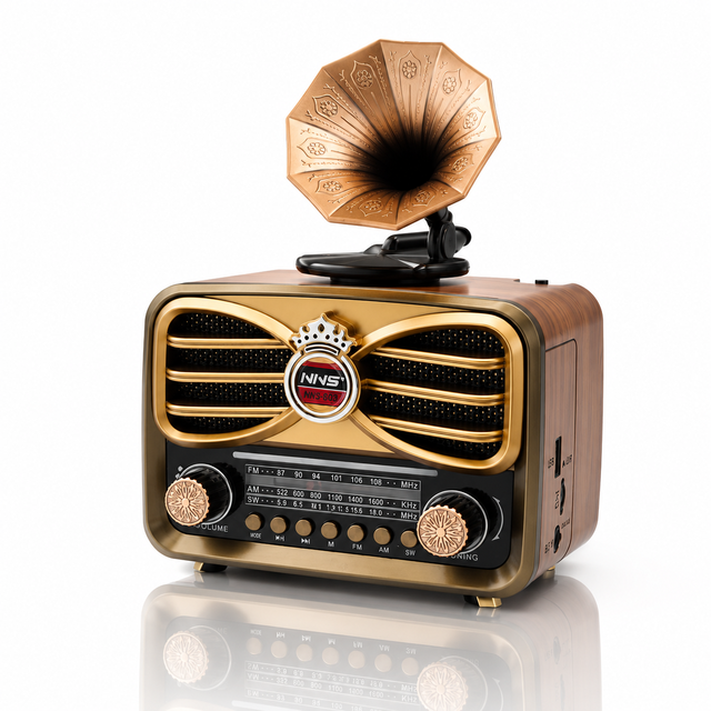 For NS-7253 Vintage Gramophone Radio Built-in High Power Speaker USB TF Support FM/AM/SW 3 Bands Retro Phonograph Plastic