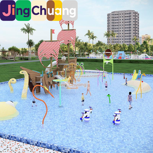 Grand parc <span class=keywords><strong>aquatique</strong></span> gonflable pour enfants avec toboggan <span class=keywords><strong>aquatique</strong></span> en fibre de verre, piscine et équipement de pulvérisation d'eau - Product Image 2