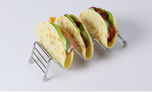 Soporte para Tacos de Acero Inoxidable Plateado Ecológico para Comida Rápida - Product Image 4